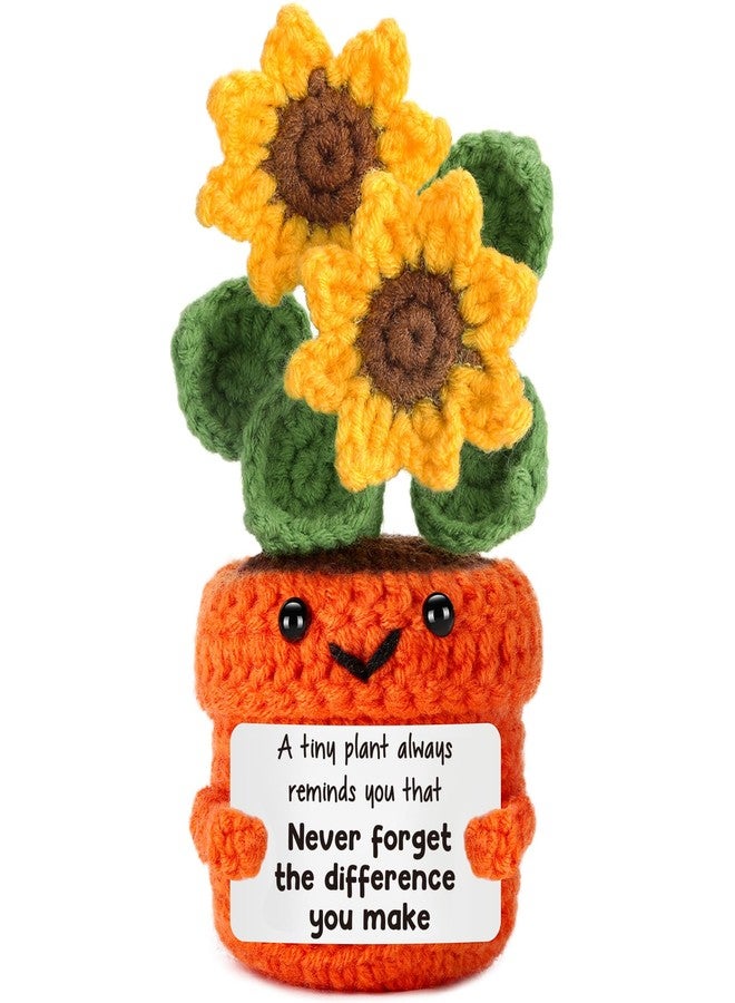 LuoHere Coworker Employee Appreciation Gifts for Women Lady Boss Day Gifts for Her Retirement Leaving Going Away Difference Maker Nurse Thank You Mentor Teacher Coach Christmas Birthday Crochet Sunflower Gift - Image 1