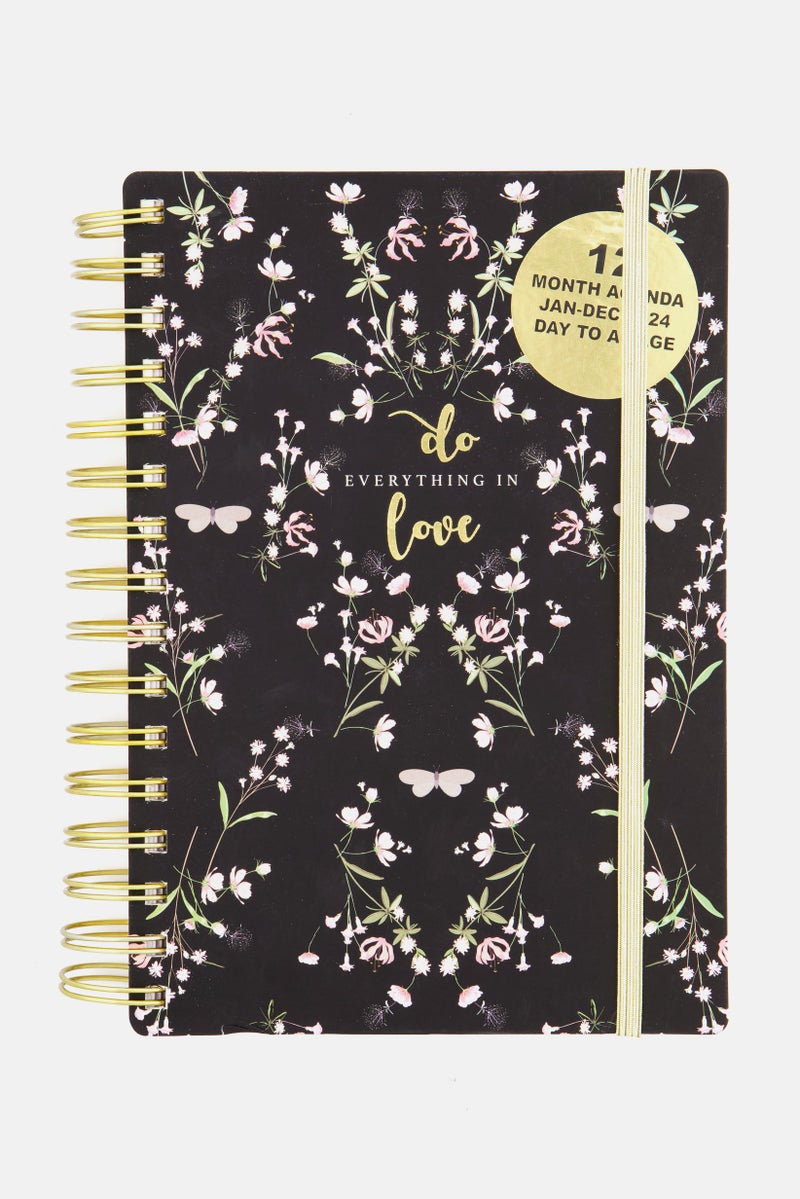 VOTUM Do Everything In Love Spiral Bound Floral Notebook, Black Combo - Image 1