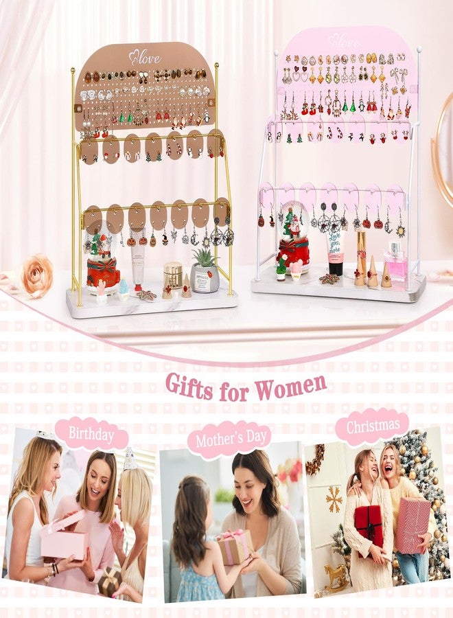 Keebofly Acrylic Earring Organizer Stand for Girls & Teens, Large 300 Holes & 14 Hooks Jewelry Display Holder for Studs, Hoops, Dangles, Necklaces & Bracelets, Vanity Desk Storage Decor, Pink - Image 5