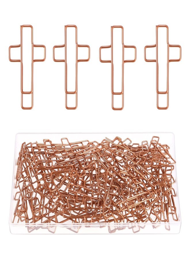 يونتوب مجموعة يونتوب من 100 مشبك ورق على شكل صليب، 1.34 × 0.8 بوصة، ذهبي وردي، فولاذ مقاوم للصدأ، مشابك ورق للكتاب المقدس، فواصل كتب - Image 1