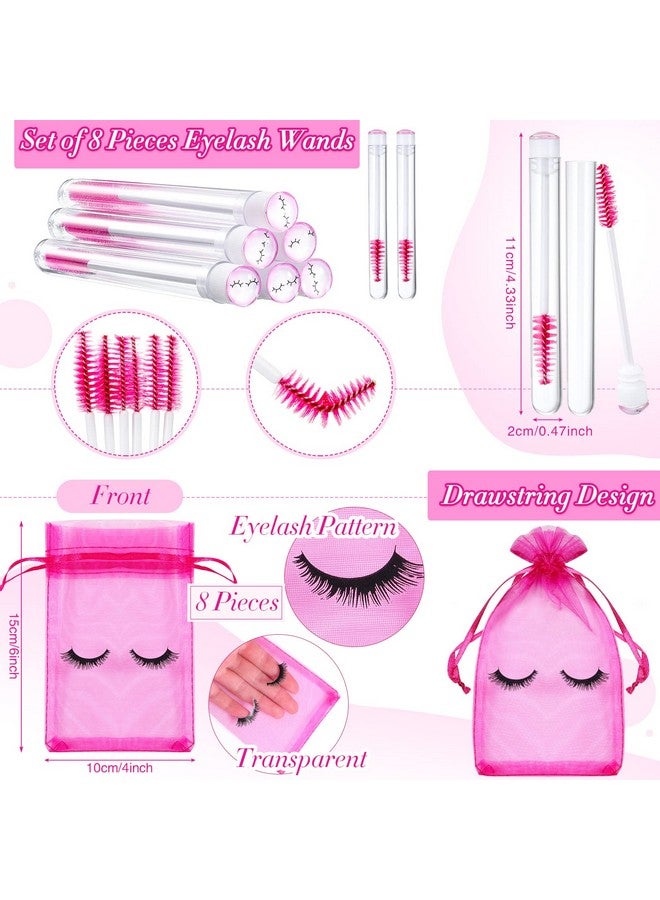 Remerry 8 Pcs Lash Shampoo Brushes Set 8 Eyelash Aftercare Bag 8 Disposable Mascara Brushes Tubes 8 Foam Pump Bottle 8 Extension Aftercare Instructions Cards Eyelash Makeup Accessories (Mesh Bag Organza) - Image 4