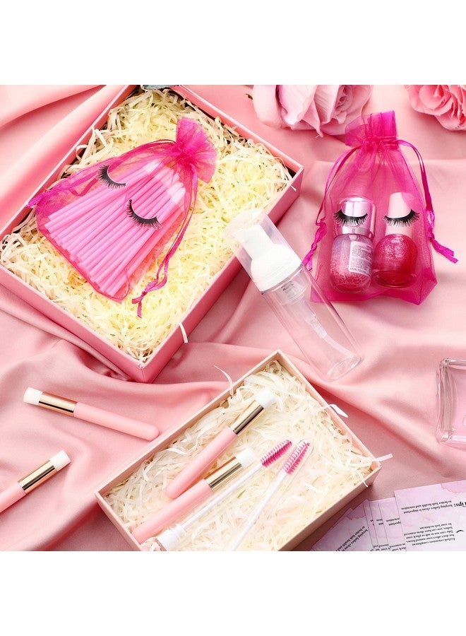 Remerry 8 Pcs Lash Shampoo Brushes Set 8 Eyelash Aftercare Bag 8 Disposable Mascara Brushes Tubes 8 Foam Pump Bottle 8 Extension Aftercare Instructions Cards Eyelash Makeup Accessories (Mesh Bag Organza) - Image 3