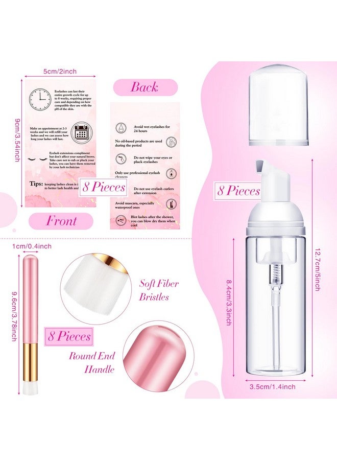 Remerry 8 Pcs Lash Shampoo Brushes Set 8 Eyelash Aftercare Bag 8 Disposable Mascara Brushes Tubes 8 Foam Pump Bottle 8 Extension Aftercare Instructions Cards Eyelash Makeup Accessories (Mesh Bag Organza) - Image 5