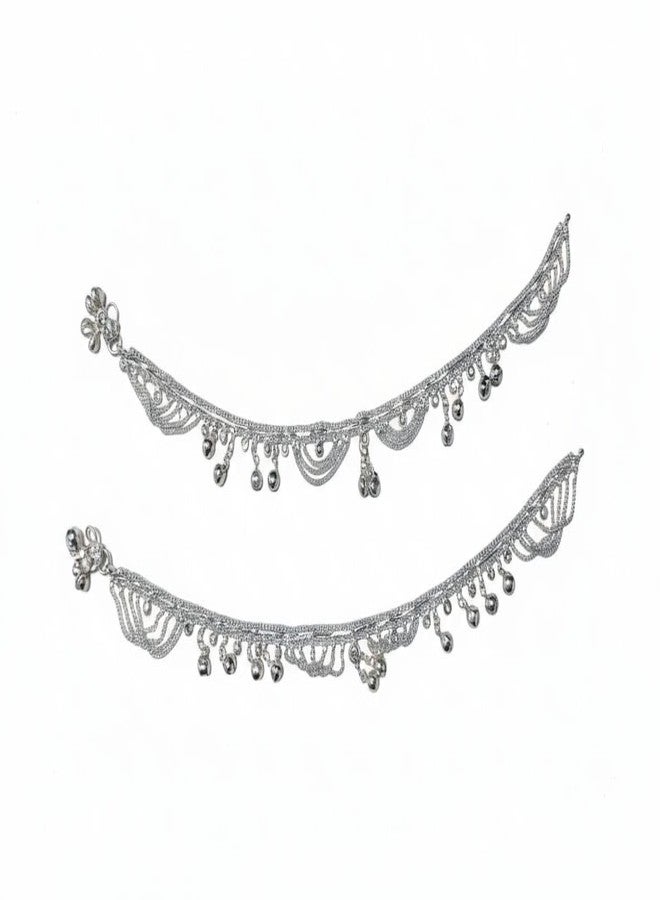 Rosario Fancy Silver Payal for Women & Girls Lightweight Silver Payal 1 Pair - Image 1