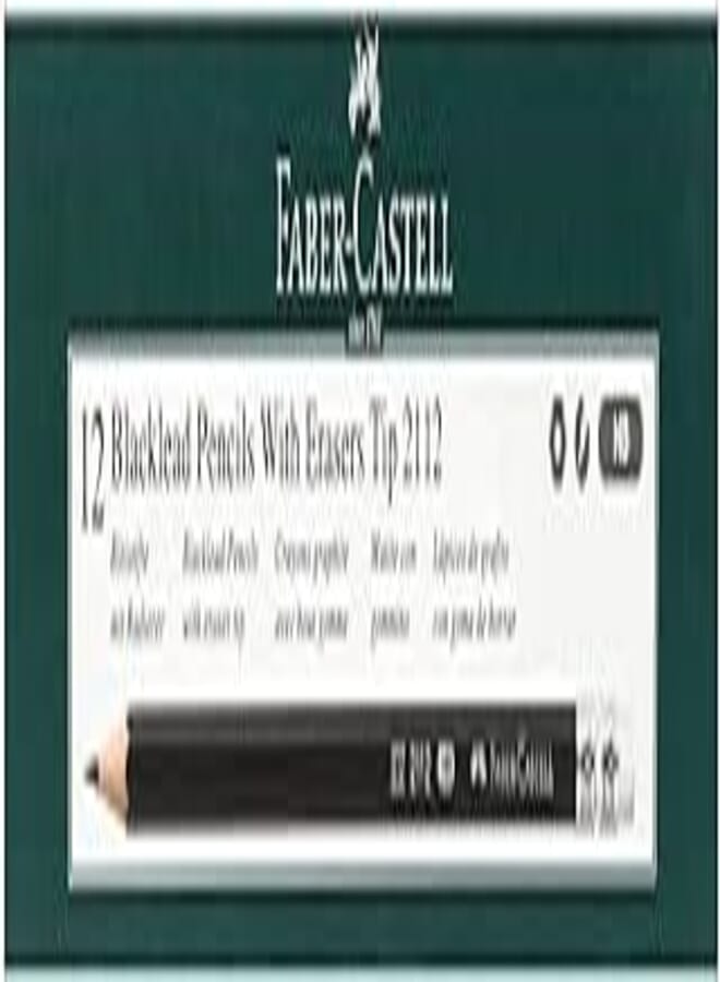 مجموعة أقلام رصاص خشبية من فابر كاستل Hb Blacklead مع ممحاة مكونة من 12 قطعة باللون الأسود