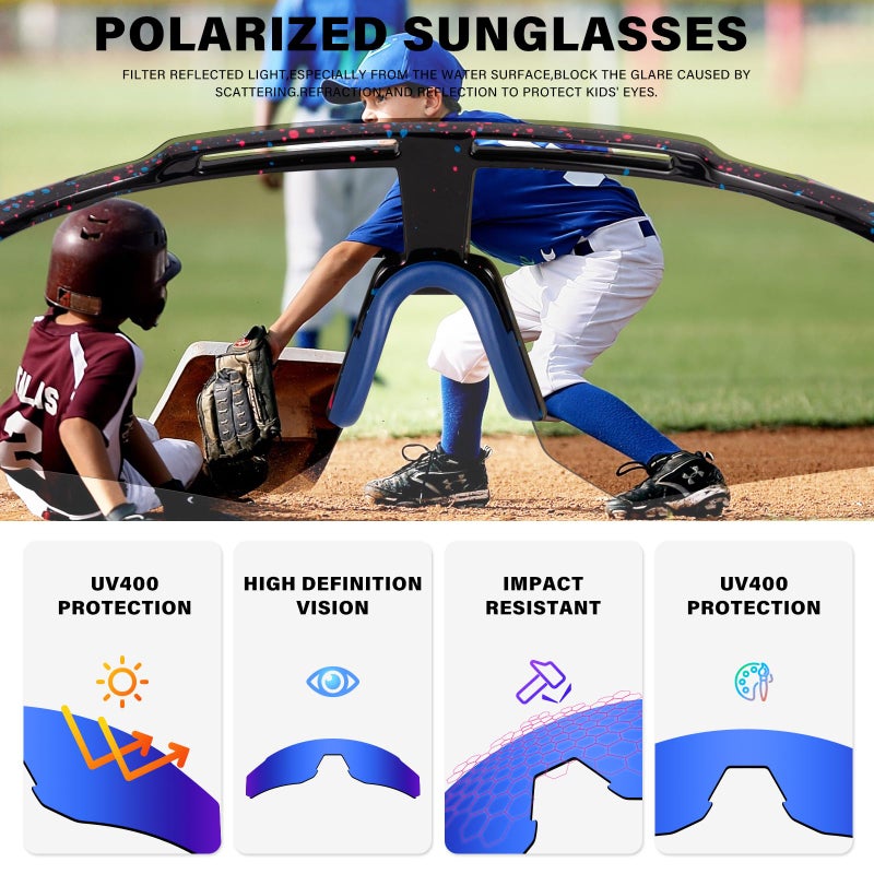 DioKiw 5PACK Polarized Kids sunglasses Youth Softball Cycling Sports Sun Glasses Boys Girls UV400 Protection Goggles - Image 5
