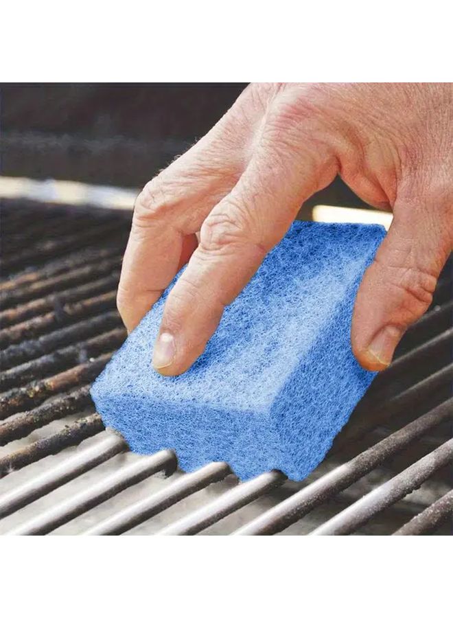 Blue 6pc BBQ Grill Cleaning Sponge Set Bristle Free Heat Resistant Scraper - Image 2