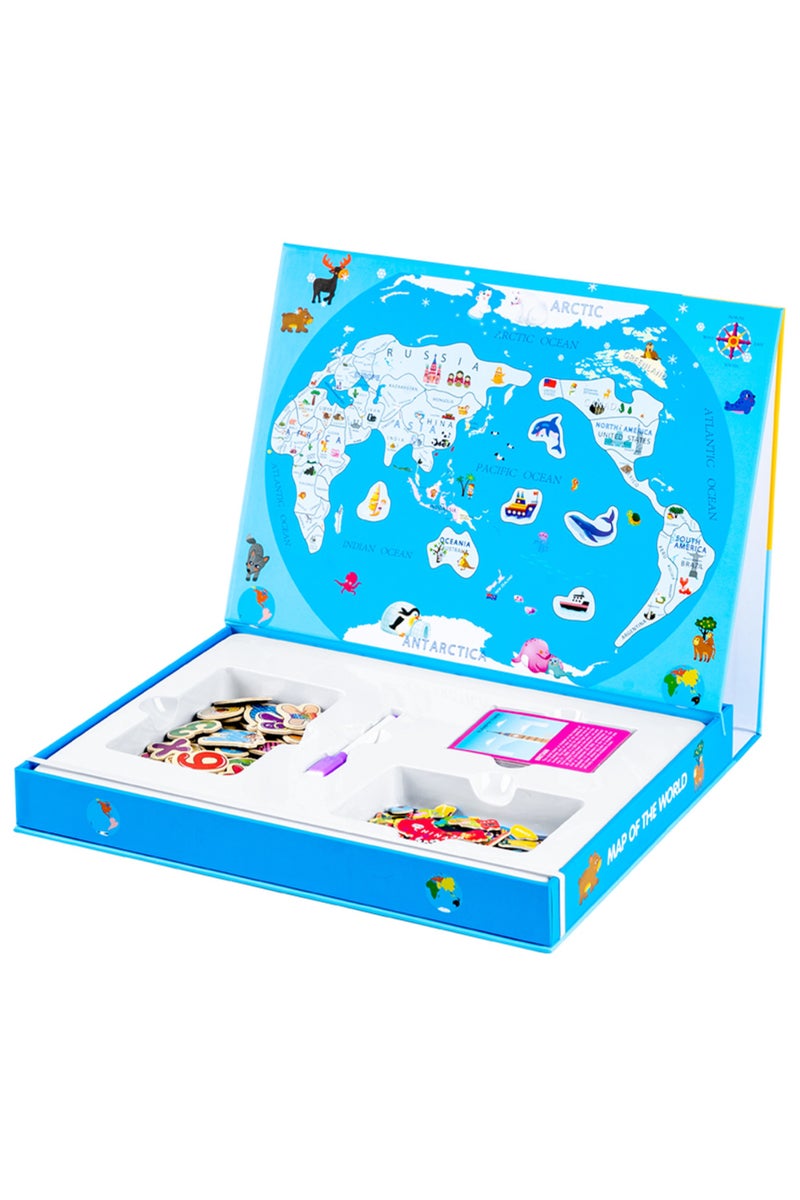 Magnetic World Map Jigsaw Puzzle Toy For Kids – Montessori Educational Geography Learning Board - Image 1