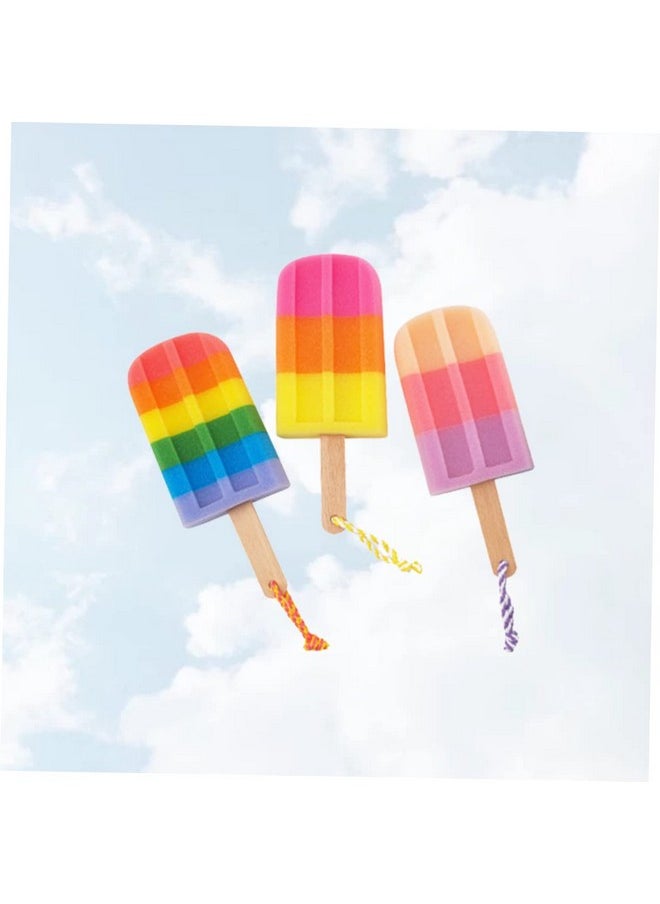 Healifty 3Pcs Bath Flower For Infants Elastic Hair Ties Bathing Accessories Body Bath Shower Sponge Shower Sponge For Body Loofah Popsicle Ice Cream Wooden Shower Head Child Bath Brush  - Image 5