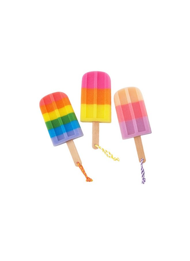 Healifty 3Pcs Bath Flower For Infants Elastic Hair Ties Bathing Accessories Body Bath Shower Sponge Shower Sponge For Body Loofah Popsicle Ice Cream Wooden Shower Head Child Bath Brush  - Image 1