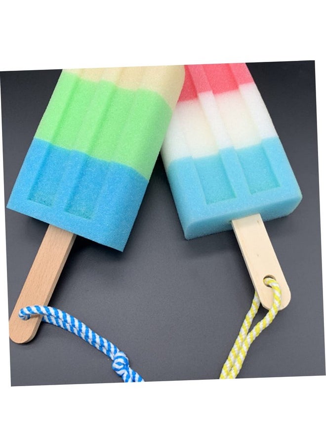 Healifty 3Pcs Bath Flower For Infants Elastic Hair Ties Bathing Accessories Body Bath Shower Sponge Shower Sponge For Body Loofah Popsicle Ice Cream Wooden Shower Head Child Bath Brush  - Image 4