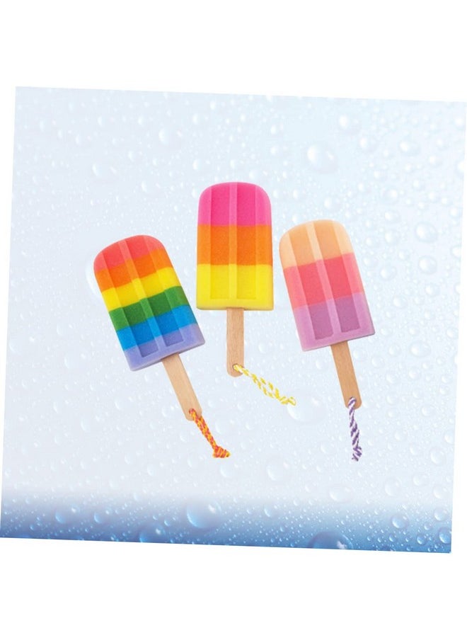 Healifty 3Pcs Bath Flower For Infants Elastic Hair Ties Bathing Accessories Body Bath Shower Sponge Shower Sponge For Body Loofah Popsicle Ice Cream Wooden Shower Head Child Bath Brush  - Image 2