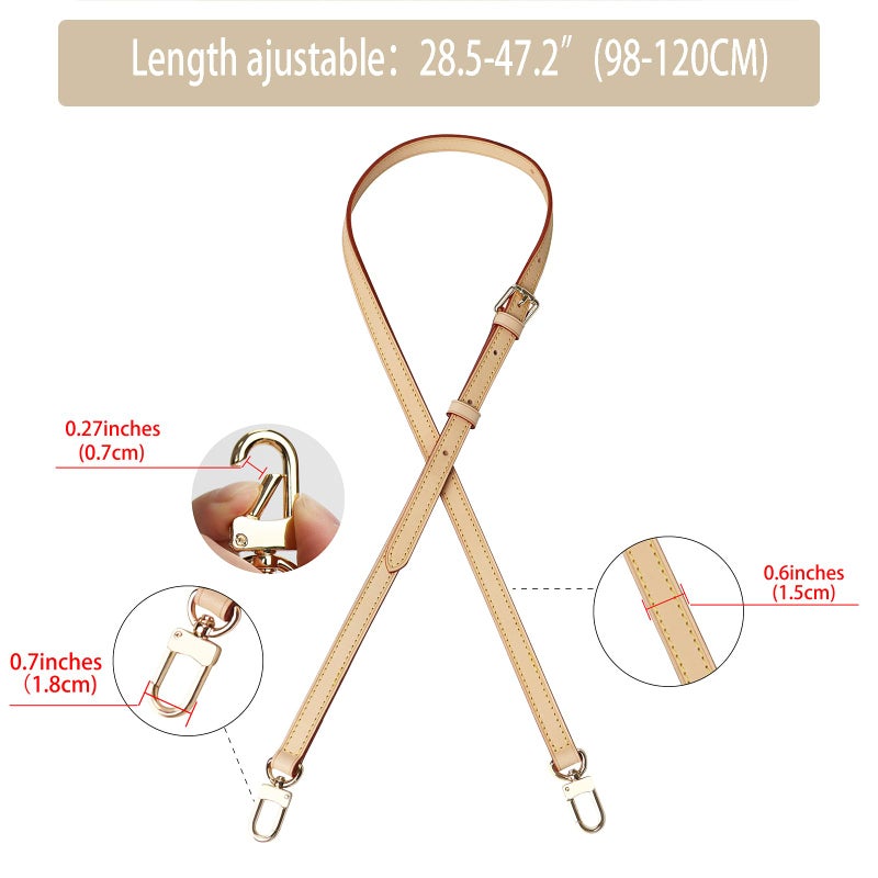 COLSEEY Genuine Vachetta Leather Crossbody strap Genuine leather Adjustable Replacement Strap for Shoulder Bag Handbag Purse(0.59 Inch Width Adjustalbe) - Image 2