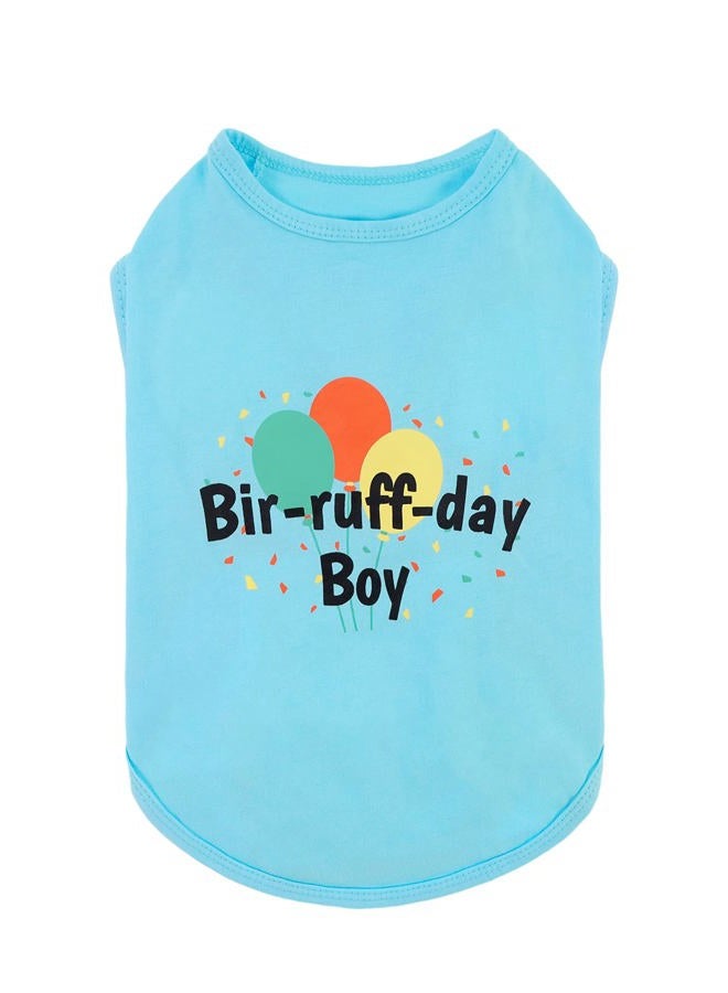 ALINK Birthday Boy Dog Shirt, Bir-Ruff-Day Boy Funny Dog Clothes for Small Dogs Boy, Pet Birthday Outfit, Cat Tshirt, 100% Breathable Cotton, Aqua Blue, Large - Image 1