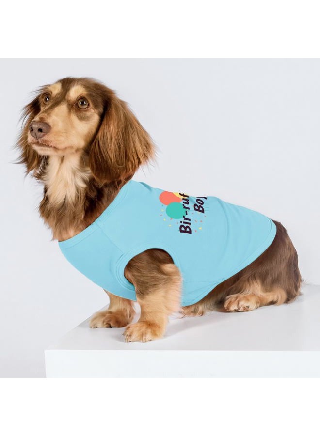 ALINK Birthday Boy Dog Shirt, Bir-Ruff-Day Boy Funny Dog Clothes for Small Dogs Boy, Pet Birthday Outfit, Cat Tshirt, 100% Breathable Cotton, Aqua Blue, Large - Image 4