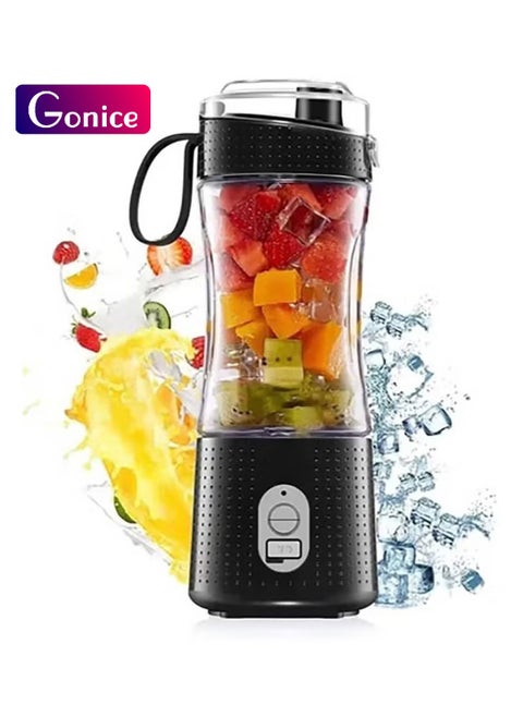 Portable Blender, Personal Size Blender for Smoothies, Juice and Shakes, Mini Blender with Rechargeable Battery, Six Blades, for Home, Travel, Office (Black)