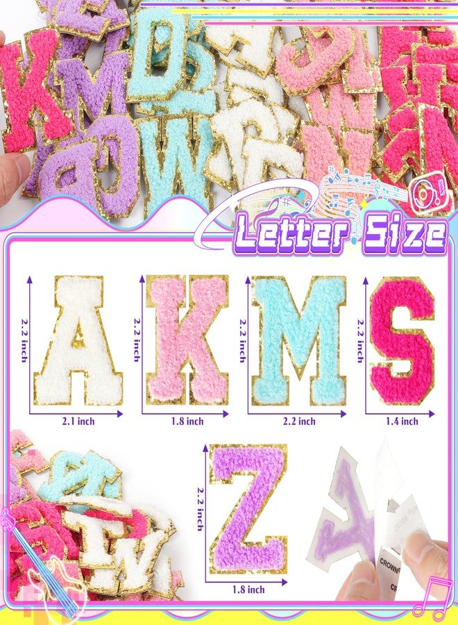NICEVINYL Chenille Letters Patches Self-Adhesive for Clothing: NICEVINYL 130pcs Multicolor Preppy Varsity Stick on Initial Letter Patch for Fabric - Colorful A-Z Alphabet Stickers for Makeup Bags Trucker Hat - Image 2