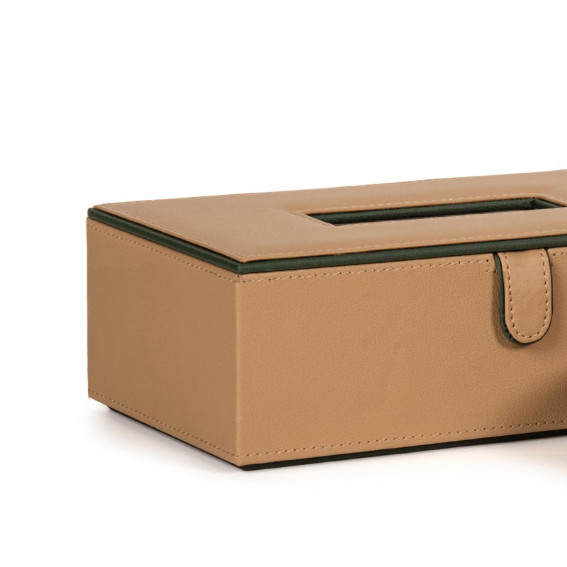 CASA BOTANICAL Leather Car Tissue Box & Tea Coasters Combo - Set of 2 (Beige) | Napkin Holder & Tissue Dispenser for Cars, Office, Dining Room, Home Decor - Image 3