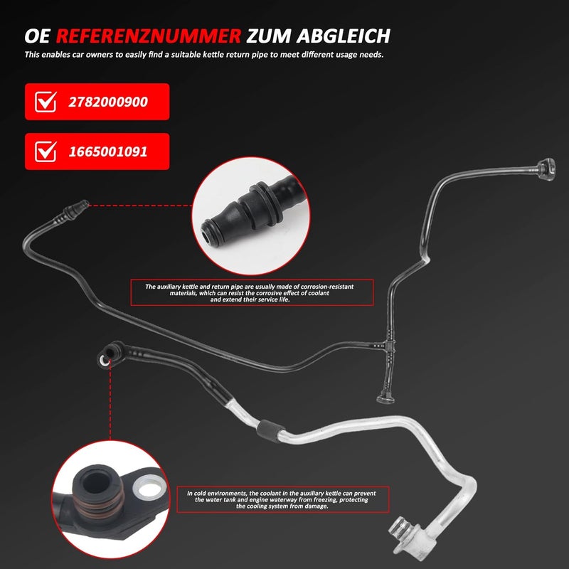 Radiator Hose 2012-2019 Compatible with Mercedes Benz GLE500 GLE63 AMG LG63 GL450 GL500 GLS550 MLAMG63 4MATIC Peat# 1665001091 2782000900 - Image 3