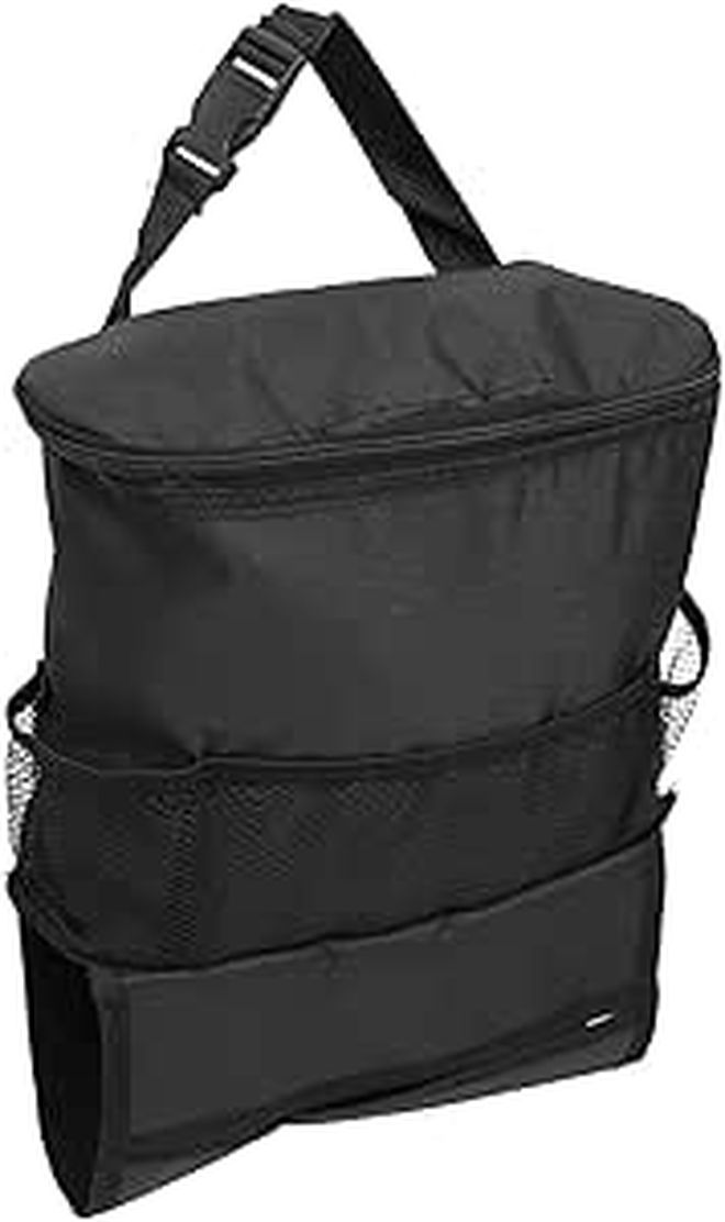 Black Insulated Car Seat Cooler Bag With Multi Pocket Hanging Organizer For Backseat - Image 1