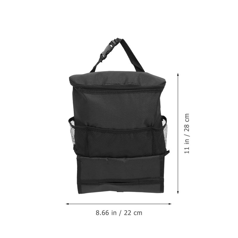 Black Insulated Car Seat Cooler Bag With Multi Pocket Hanging Organizer For Backseat - Image 3