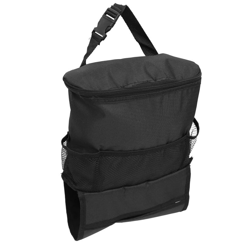 Black Insulated Car Seat Cooler Bag With Multi Pocket Hanging Organizer For Backseat - Image 2