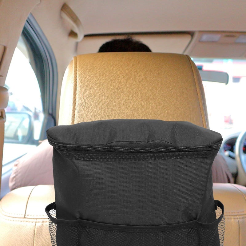 Black Insulated Car Seat Cooler Bag With Multi Pocket Hanging Organizer For Backseat - Image 4