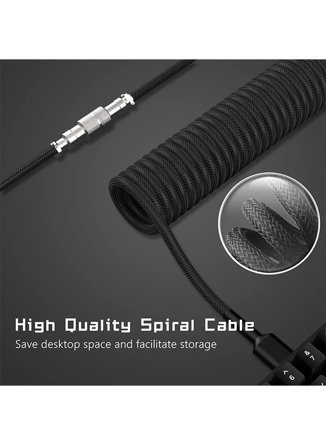 Detachable Mechanical Gaming Keyboard Wire Data Cable,with Spring Extension and Type C to USB A Mix 1.5M for Gaming Keyboard and Cellphone, Black - Image 3