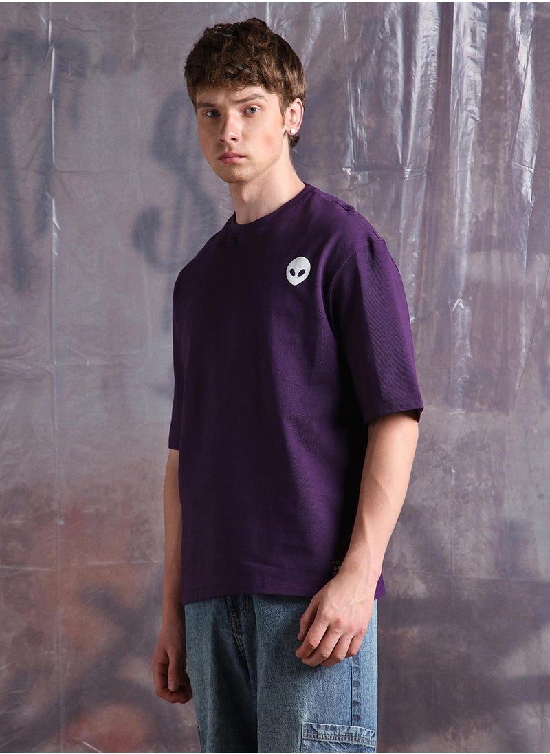 Hubberholme - Purple Oversized Tshirts Printed design crafted from 100% Cotton featuring Half Sleeve with Slip on closure. - Image 1