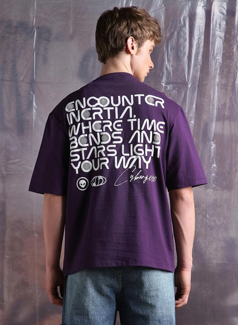 Hubberholme Men Cyborg Graphic Printed Oversized Fit T-Shirt