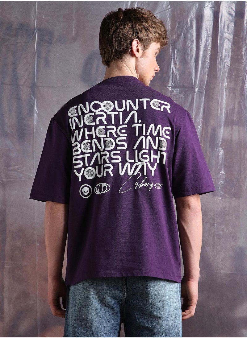 Hubberholme - Purple Oversized Tshirts Printed design crafted from 100% Cotton featuring Half Sleeve with Slip on closure. - Image 1