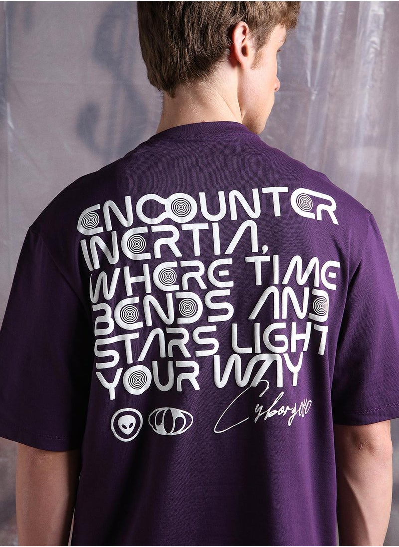 Hubberholme - Purple Oversized Tshirts Printed design crafted from 100% Cotton featuring Half Sleeve with Slip on closure. - Image 1