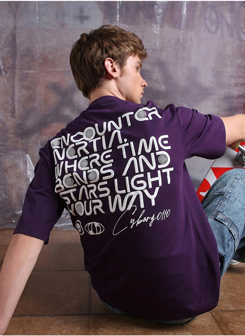 Hubberholme - Purple Oversized Tshirts Printed design crafted from 100% Cotton featuring Half Sleeve with Slip on closure. - Image 1