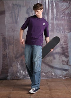 Purple Oversized Tshirts Printed design crafted from 100% Cotton featuring Half Sleeve with Slip on closure.