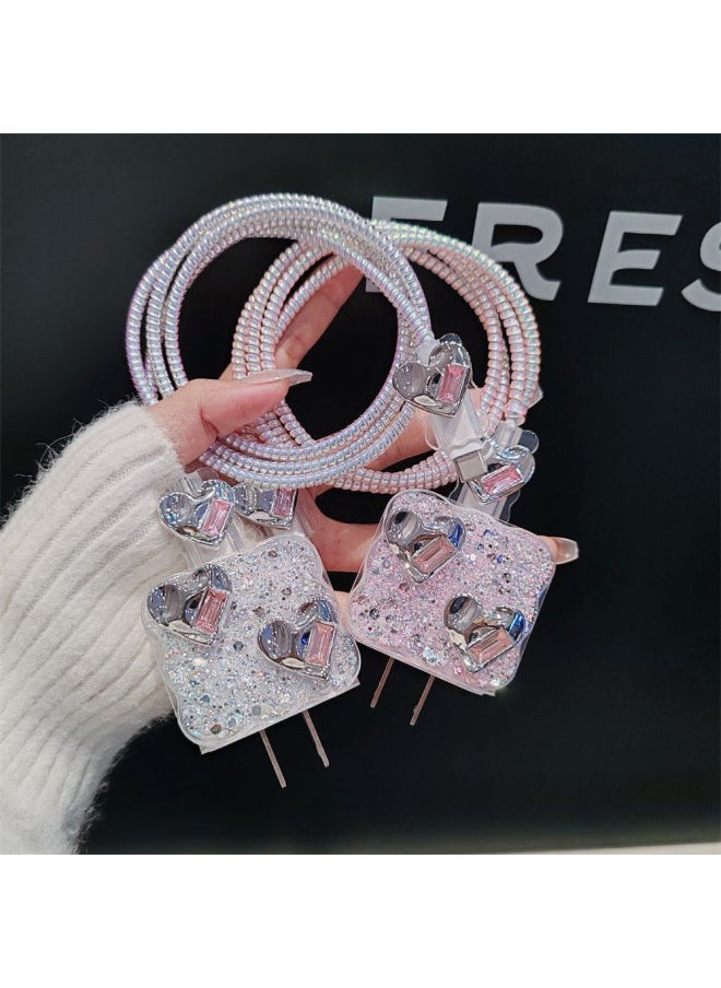 Generic - Three-dimensional Pattern Data Cable Protective Cover For Apple 20W Charger Charging Head IPhone16Promax Soft-Specifications:Pink Owl - Image 1