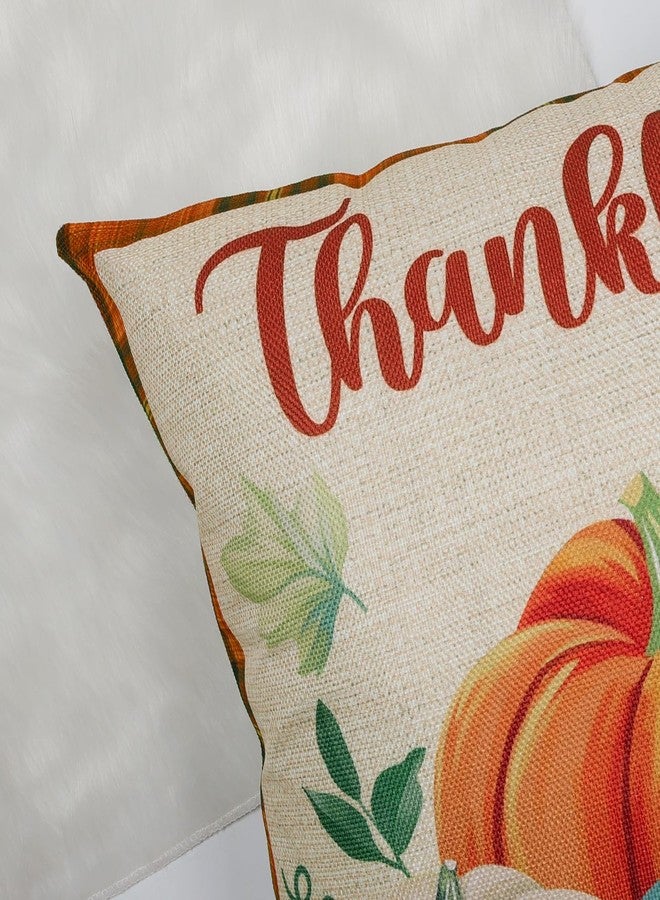 Bonhause Fall Thanksgiving Throw Pillow Covers 18 x 18 Inch Truck Orange Pumpkin Blessed Thankful Decorative Pillowcases for Couch Sofa Fall Decor Set of 4 - Image 4