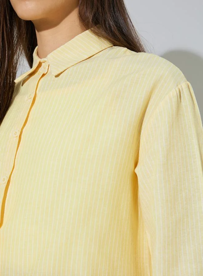 Styli Yellow Pack of 2 - Striped Relaxed Shirt and Tank Set for Women | Best Price UAE