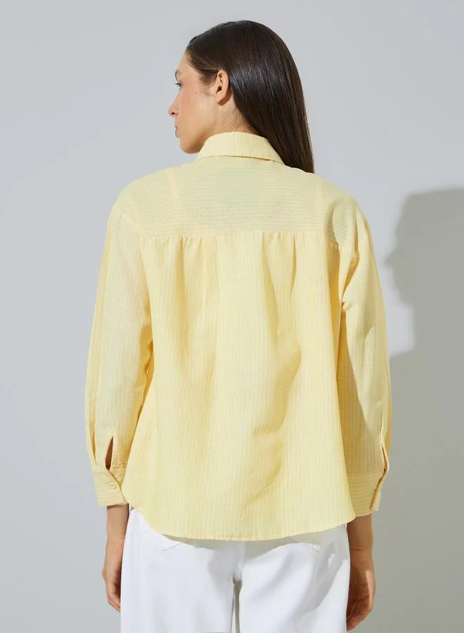 Styli Yellow Pack of 2 - Striped Relaxed Shirt and Tank Set for Women | Best Price UAE