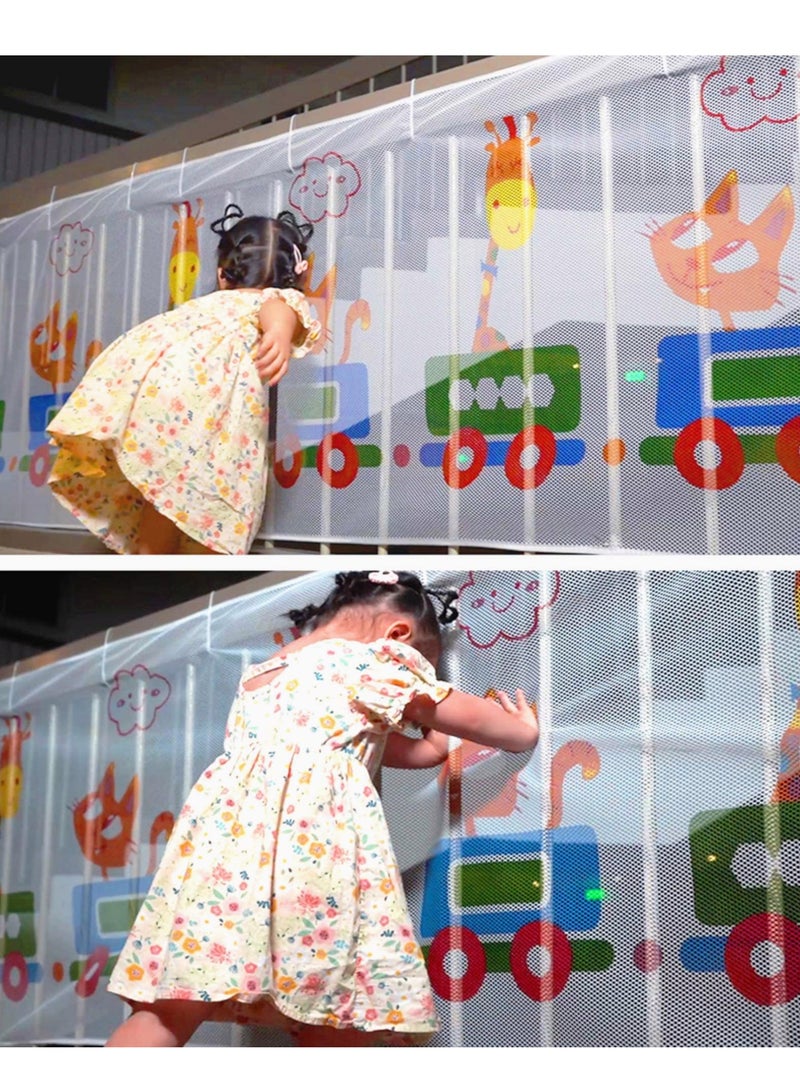 SYOSI Child Safety Rail Net for Balcony Patios Railing and Stairs Security Guards for Kids Pet Toy Both Indoors and Outdoors 10ft x2.5ft Sturdy Mesh Fabric Material Multicolored - Image 4