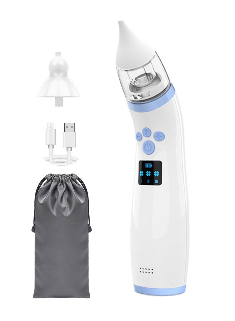 Syarme Nasal Aspirator for Baby, Electric Baby Nose Sucker, LED Screen and 3-Stage Adjustment, Rechargeable Baby Suction Cups, 2 Suction Heads and Music - Blue - Image 1