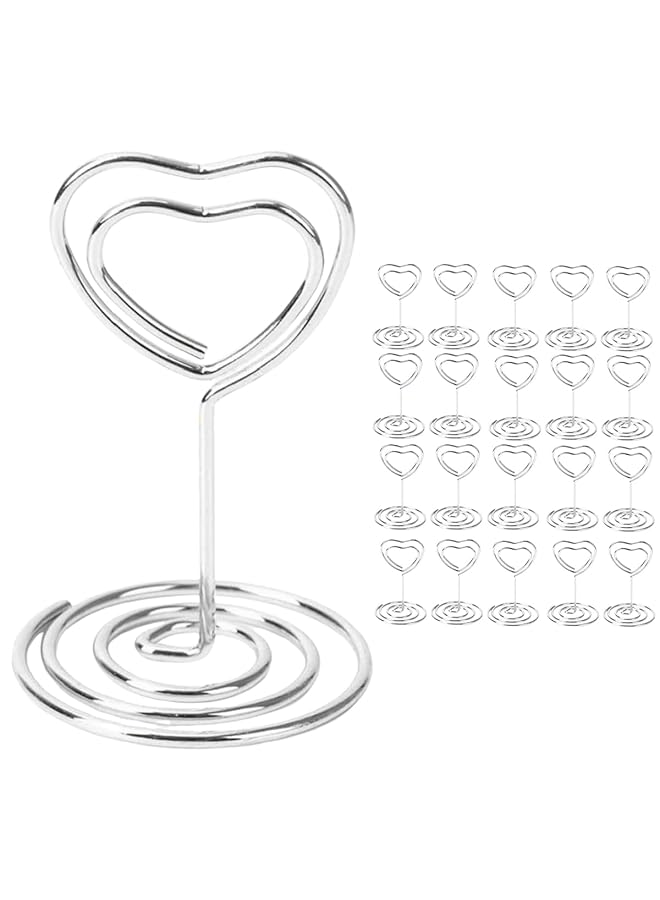 erorex 20 Pcs Mini Table Number Holders Place Card Holder 2 Inch Table Number Stands Table Sign Holders Table Card Holder Stand For Photos Food Signs Birthdays Weddings Restaurants Silver - Image 1
