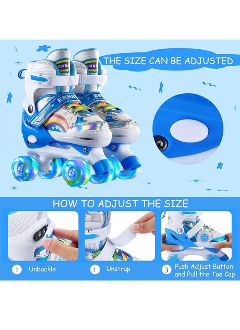 Generic - Girls Boys Adjustable Roller Skates Shoes with Fully Luminous PU Wheels Double Row Skates Shoes for Kids - Image 1