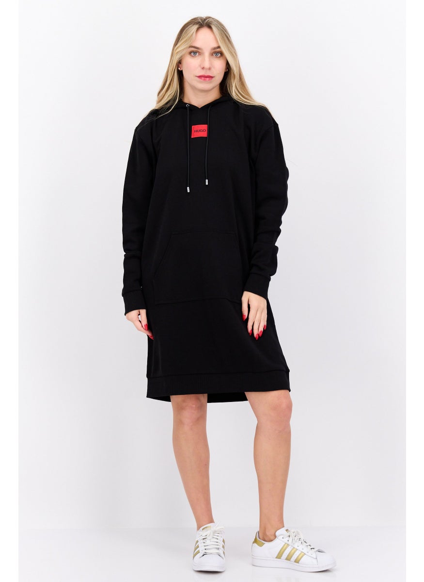 HUGO BOSS Women Embroidered Logo Sweatshirt Dress, Black  - Image 4