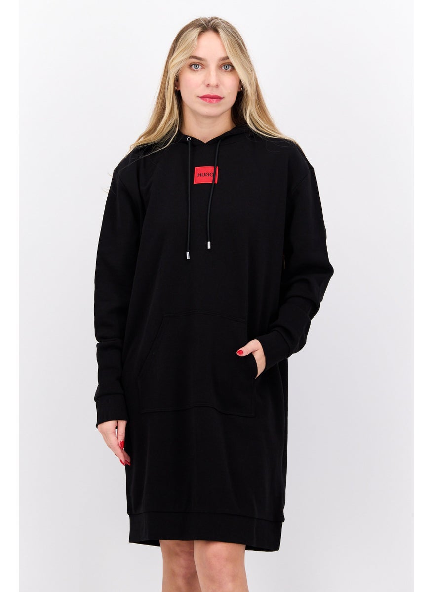 HUGO BOSS Women Embroidered Logo Sweatshirt Dress, Black  - Image 1