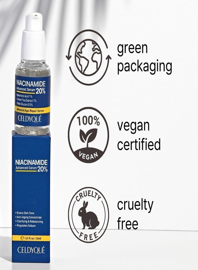 CELDYQUE Niacinamide 20% + Hyaluronic Acid 1% Serum for Face w/Green Tea Extract - Pore Minimizer, Even Skin Tone, Fine Line Vitamin B3 Beta-Glucan Korean Skincare - Image 3
