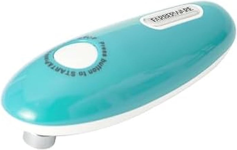 Farberware Compact Battery Operated Hands-Free Automatic Can Opener for any Size Can with Magnet to Safely Remove Lid, Seamless Opening Decreases Sharp Edges for Easily and Safely Opening Cans, Aqua - Image 1