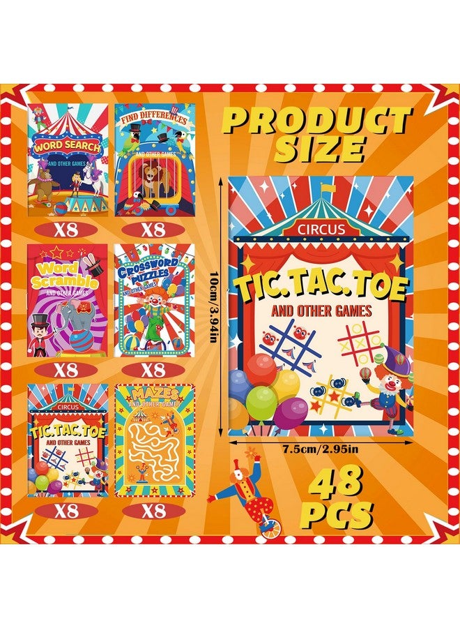 هونغداو 48 قطعة من كتب الأنشطة الصغيرة الخاصة بكرنفال السيرك للأولاد والبنات، ألعاب هدايا حفلات كرنفال السيرك تتضمن متاهات، البحث عن الكلمات، إيجاد الاختلاف والمزيد من هدايا حفلات الكرنفال، حشو أكياس الهدايا - Image 2