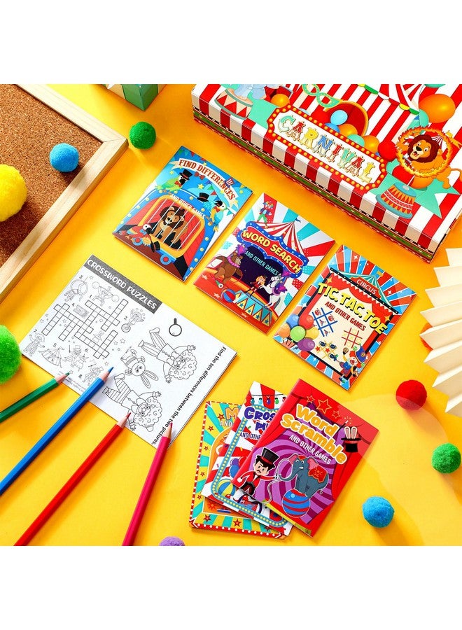 هونغداو 48 قطعة من كتب الأنشطة الصغيرة الخاصة بكرنفال السيرك للأولاد والبنات، ألعاب هدايا حفلات كرنفال السيرك تتضمن متاهات، البحث عن الكلمات، إيجاد الاختلاف والمزيد من هدايا حفلات الكرنفال، حشو أكياس الهدايا - Image 4