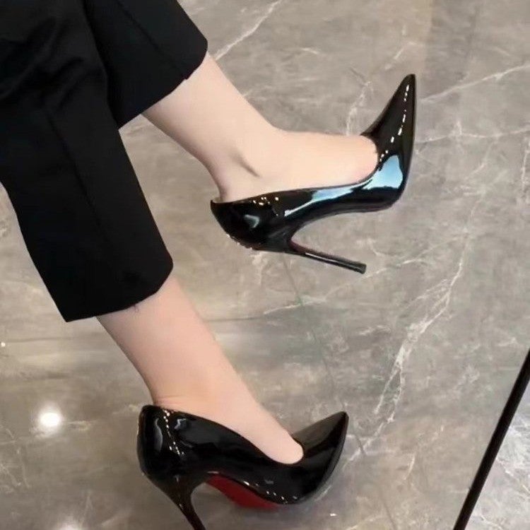 2024 Black Pointed Toe Stiletto High Heels Feminine Professional Large Size Shoes - Image 3