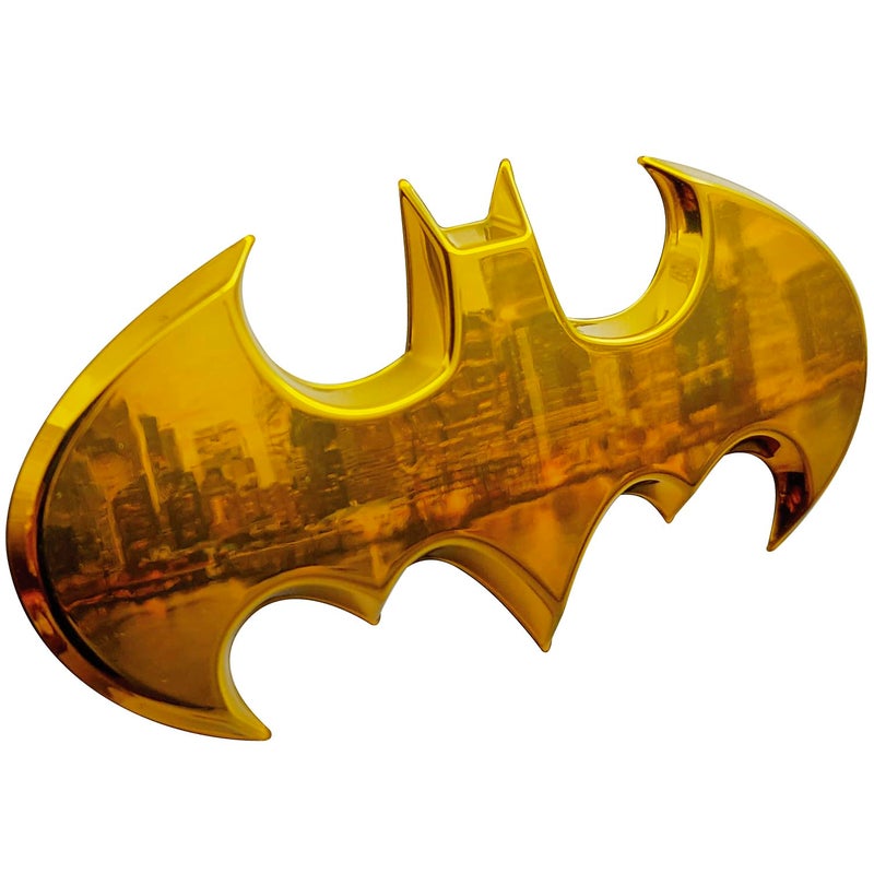 Fan Emblems Batman 3D Car Badge  1989 Batwing Logo Yellow Chrome 38 x 18 x 02 inches